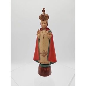 Vintage Infant Jesus of Prague Statue Italy Red Gold 9.5 inch Religious VGC